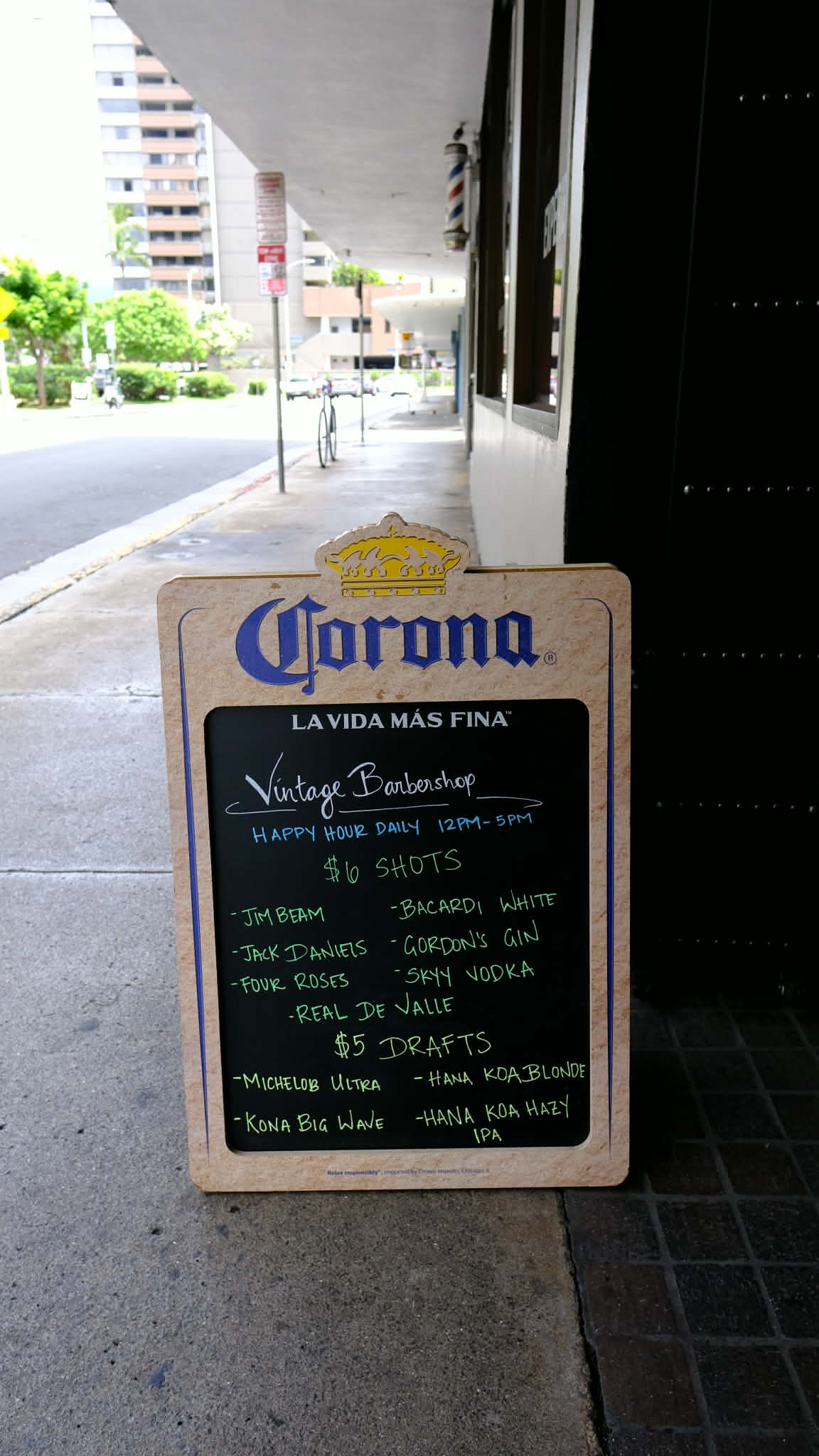 Happy hour specials at Vintage Barbershop Bar Hawaii